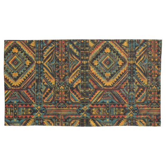 豪華なティール(緑がかった色)「何世紀も昔の幾何学的エレガンス」 枕カバー (正面左)