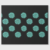 豪華なティール（緑がかった色）牡丹オンブラックギフトラップラッピング ラッピングペーパー (フラット)