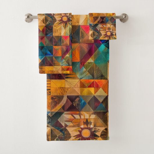 豪華なティール（緑がかった色）"継承された芸術性"緑豊かなバストウ バスタオルセット (インサイチュ)