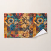 豪華なティール（緑がかった色）"継承された芸術性"緑豊かなバストウ バスタオルセット (ハンドタオル)