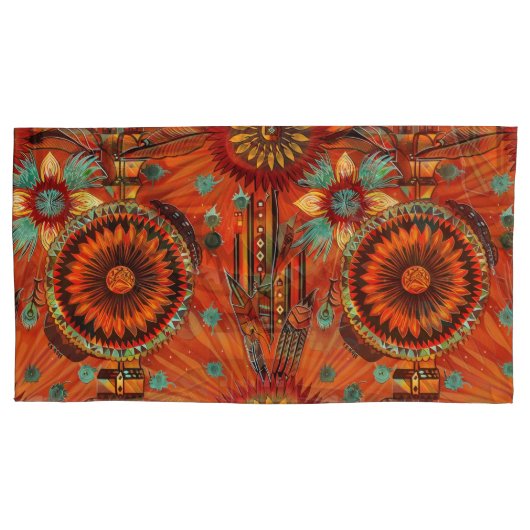 豪華なティール（緑がかった色）"複雑なエコー"キングピラロケース 枕カバー (正面左)