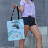 豪華なティール(緑がかった色)金ゴールド大理石ラッシュエクステンション化粧 トートバッグ