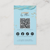 豪華なティール(緑がかった色)金ゴールド大理石ラッシュエクステンションQrコード 名刺 (裏面)