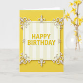 豪華なデザインの誕生日カード カード (黄色い花)