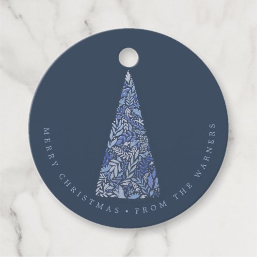 豪華なトウヒの木の青いクリスマス/休日 フェイバータグ (正面)