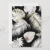 豪華なトロピカルな葉結婚黒 招待状 (裏面)