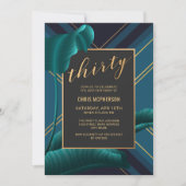 豪華なトロピカルグリーンの30歳誕生日パーティー 招待状 (正面)