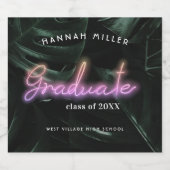 豪華なトロピカルパーム |ネオンライト卒業 スパークリングワインラベル (シングルラベル)