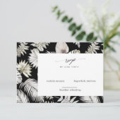 豪華なトロピカルモダン縦型RSVPカード 出欠カード (スタンド正面)