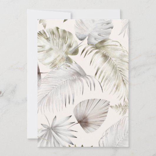豪華なトロピカルリーフ結婚赤面 招待状 (裏面)