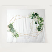 豪華なトロピカルリーフ ゴールドフレーム ウェディングプロップ タペストリー (正面(横))