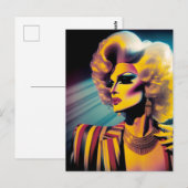 豪華なドラッグクイーンカラフルインストライプのジャケット ポストカード (正面/裏面)