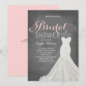 豪華なドレス 黒板 | ブライダルシャワー 招待状 (正面/裏面)