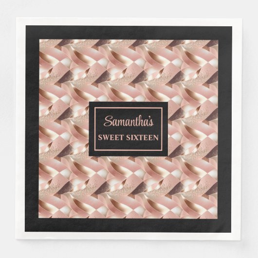 豪華なナプキン ローズゴールドとブラックの特別仕様 (正面)