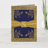 豪華なネイビーとゴールドの感謝カード サンキューカード (正面)