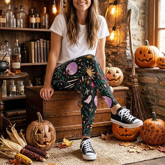 豪華なハロウィンのかわいいファンシーな怖い女の子向けデザイン レギンス