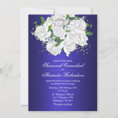 豪華なバラとダークブルー結婚ズ 招待状 (正面)