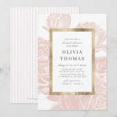 豪華なバラのブッシュゴールドのヴィンテージ ブライズシャワー 招待状 (正面/裏面)