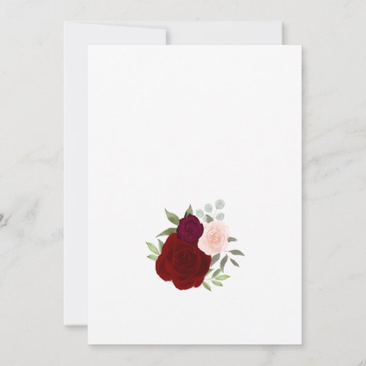 豪華なバラの優雅な水彩ボホウェディング 招待状 (裏面)
