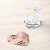 豪華なバラ色のゴールドのヒョウ柄のウェディング ペーパーコースター (インサイチュ)