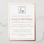 豪華なバラ色のゴールド箔押し お客様のロゴ ワークショップ ガライベント 箔招待状 (正面)