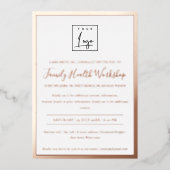 豪華なバラ色の金箔であなただけのロゴをワークショップのガライベントで  箔招待状 (正面)