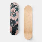 豪華なバラ金ゴールドアートフローラ幾何学的パターン スケートボード (正面)