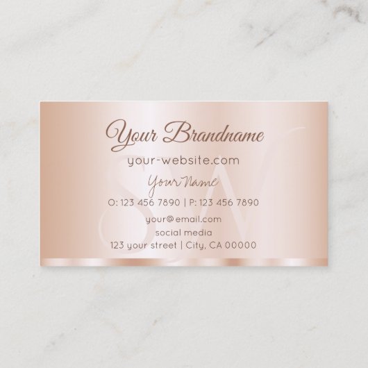 豪華なバラ金ゴールドグラマラスとイニシャル モダン 名刺 (裏面)