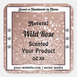 豪華なバラ金ゴールドグリッター宝石製品ラベル スクエアシール