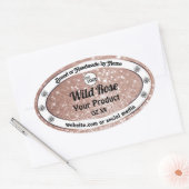 豪華なバラ金ゴールドグリッター製品ラベル追加ロゴ 楕円形シール (封筒)