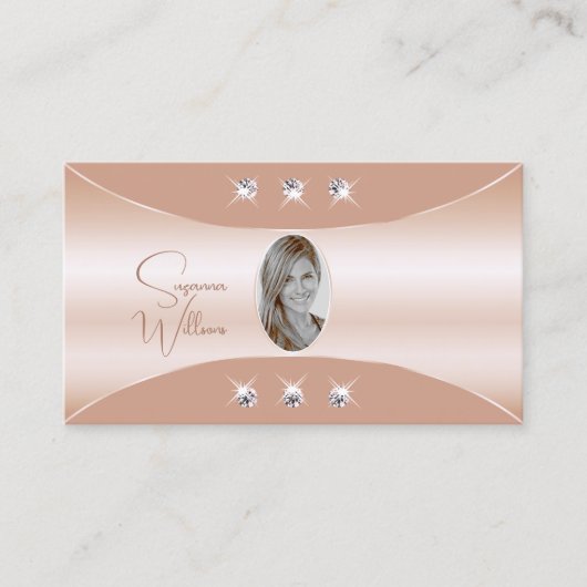 豪華なバラ金ゴールドデコールジュエリーと写真 名刺 (正面)