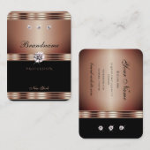 豪華なバラ金ゴールドブラックフェイクラインストーンジュエリー 名刺 (正面/裏面)