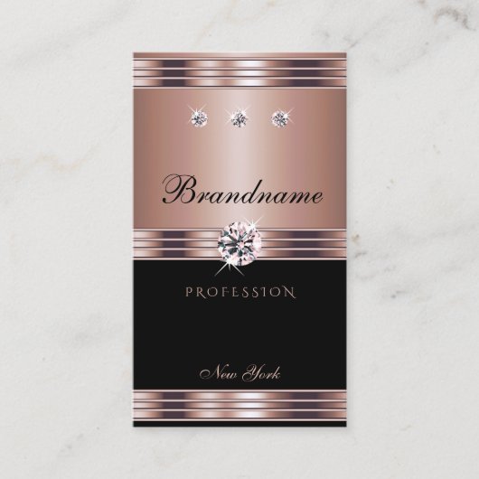 豪華なバラ金ゴールドブラック目まいライン石 名刺 (正面)