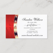 豪華なバラ金ゴールドホワイトアンドレッドモノグラムジュエリー 名刺 (裏面)