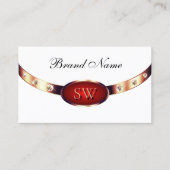 豪華なバラ金ゴールドホワイトアンドレッドモノグラムジュエリー 名刺 (正面)