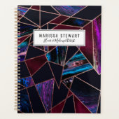 豪華なバラ金ゴールド絵を描液大理石幾何学 プランナー手帳 (正面)