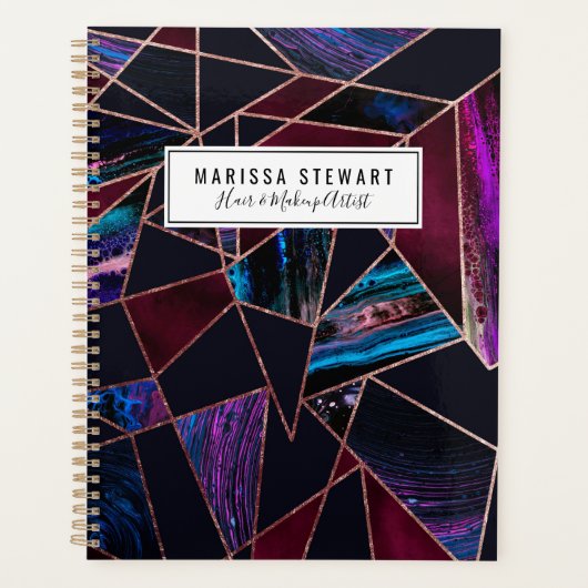 豪華なバラ金ゴールド絵を描液大理石幾何学 プランナー手帳 (正面)