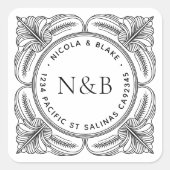 豪華なバロック様式の差出人ラベル - オーダーメイド スクエアシール (正面)