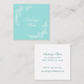 豪華なバロック様式の青と白の名刺 スクエア名刺 (正面/裏面)