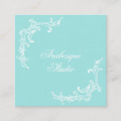 豪華なバロック様式の青と白の名刺 スクエア名刺 (正面)