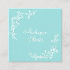 豪華なバロック様式の青と白の名刺 スクエア名刺