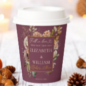 豪華なバーガンディフラワーフォールベイビーシャワー 紙コップ