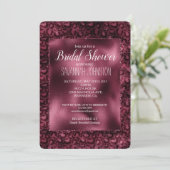 豪華なバーガンディーレオパードプリントのブライズシャワー 招待状 (スタンド正面)