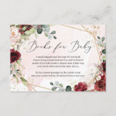 豪華なバーガンディ フラワー ゴールド ジオメトリック 赤ちゃんのための本 エンクロージャーカード (正面)