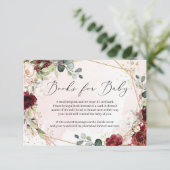 豪華なバーガンディ フラワー ゴールド ジオメトリック 赤ちゃんのための本 エンクロージャーカード (スタンド正面)