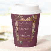 豪華なバーガンディ フローラル オータム ベビーシャワー 紙コップ