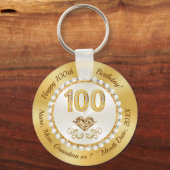 豪華なパーソナライズされた100th誕生日パーティーの好意、 キーホルダー (正面)
