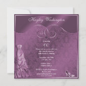 豪華なパープルのドレスが60歳の誕生日パーティーを彩る 招待状 (裏面)