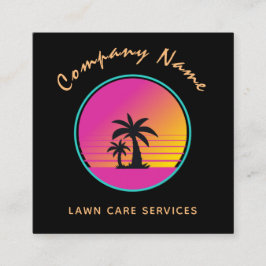 豪華なパームツリーのサンセットエキゾチックな風景 スクエア名刺