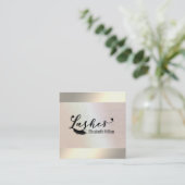 豪華なパールのホログラフィック発光のラッシュロゴ スクエア名刺 (スタンド正面)